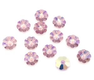 12 Swarovski Crystal, #3700 Flower Margarita foiled Amethyst Beads-8mm