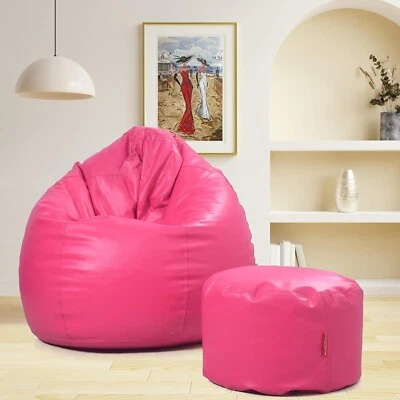 Rosa Sitzsackbezug mit Fußstützenbezug Kunstleder ohne Bohnen Größe XXXL - Bild 1 von 4