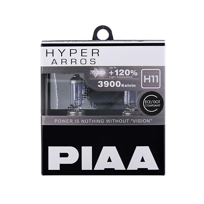 PIAA HYPER ARROS 3900K HALOGEN BULBS Up to +120% More light (H11)(HE-906) - Image 1 of 4