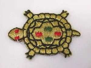 Turtle Gold Metallic Embroidered Iron On Patch 1.25 In - Picture 1 of 1