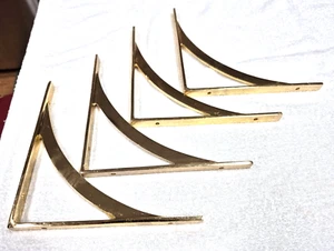 TWO 2 PC. BRASS SHELF BRACKET 4-8" X 8" HEAVY DUTY HAS A LITTLE TARNISH W/SCREW - Picture 1 of 4
