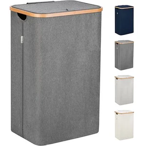 Lonbet - Grey Laundry Hamper with Lid - XL 100 L - Large Hampers for Laundry ... - Picture 1 of 8