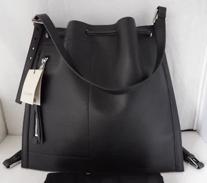 NWT Authentic ALLSAINTS ALPHA Black Leather Women's Backpack/Shoulder Bag Size L - Picture 1 of 18