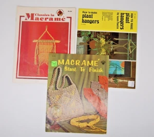 3 Vintage Macrame Plant Hangers How-To Pattern Books Classics Start to Finish - Picture 1 of 13