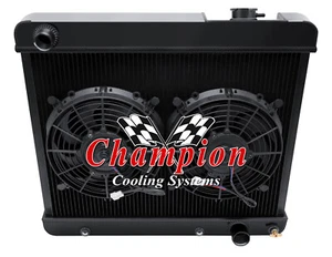 SR Champion 3 Row Black Finish Radiator W/ 10" Fans for 1963 - 1966 GMC Suburban - Foto 1 di 9