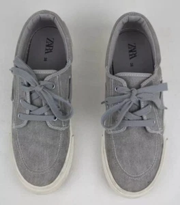 Zara Damen Retro Canvas Sneaker Gr. 38 US 7,5 Grau Schnürschuhe - Bild 1 von 12