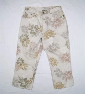 Pantalones de mezclilla Bill Blass 10 con estampado floral marrones bronceados - Imagen 1 de 5