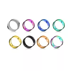 Flesh Ear Tunnels Plug Surgical Steel Gauges Double Flared Earrings Sold as Pair - Picture 1 of 24