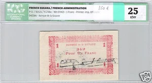 BANQUE DE LA GUYANE 1 FRANCS ND (1942) PICK 11 N° 042386 ICG 25 F/VF RARE - Imagen 1 de 1