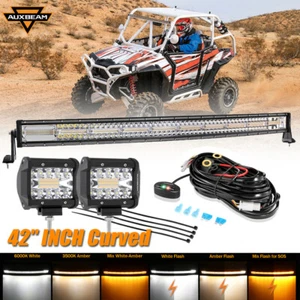 Barra de luz estroboscópica LED curva AUXBEAM 42" + cápsulas de 4" para Polaris RZR XP1000 2014-2024 - Imagen 1 de 12