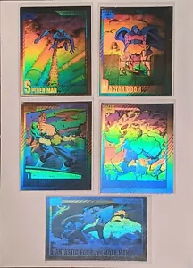 1991 Marvel Universe Holograms #H-1 through #H5 Spiderman Hulk Punisher - Picture 1 of 7