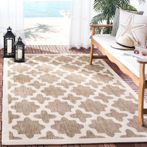 SAFAVIEH Indoor Outdoor CY6913-242 Courtyard Brown / Bone Rug - Picture 1 of 25