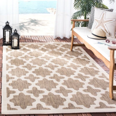 SAFAVIEH Indoor Outdoor CY6913-242 Courtyard Brown / Bone Rug - Image 1 of 4