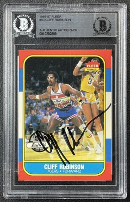 CLIFF ROBINSON BGS BAS AUTHENTIC AUTOGRAPH 1986-87 FLEER #93 AUTO 76ERS - Image 1 of 2