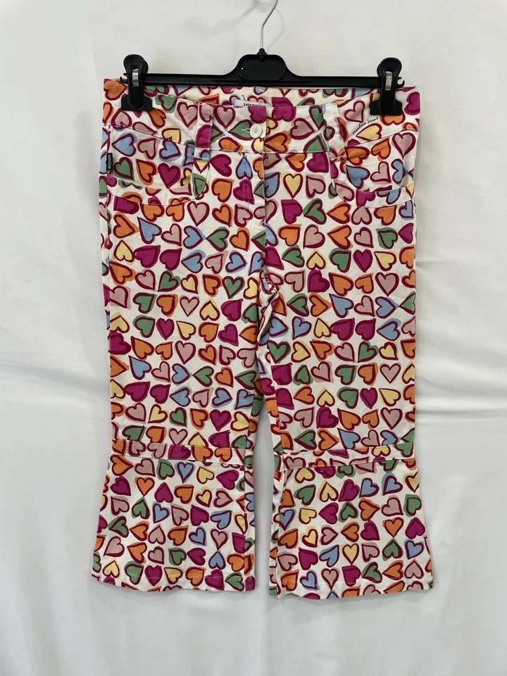 Pantalones de mezclilla para mujer H32# Moschino coloridos con estampado de corazón acampanados talla 44 (US 10) Foto 1 de 4