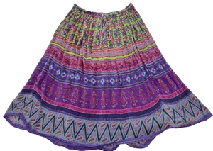 Vintage Floral India Phool Cottagecore Gypsy Broomstick Maxi Skirt One Size - Picture 1 of 5