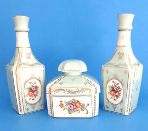 Parisienne 3863 by Shafford Set of 2 Botles & One Floral Lidded Trinket Box Cute - Picture 1 of 5