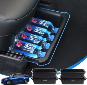 2 PIEZAS Caja de Almacenamiento Debajo del Asiento Organizador Bandeja Oculta Contenedores Tesla Modelo Y 2021-2024 - Imagen 1 de 7
