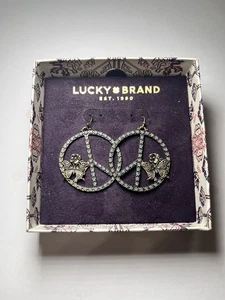 Lucky Brand Dangle Drop Boho Butterfly Flower Peace Sign Pierced Earrings NIB - Picture 1 of 11