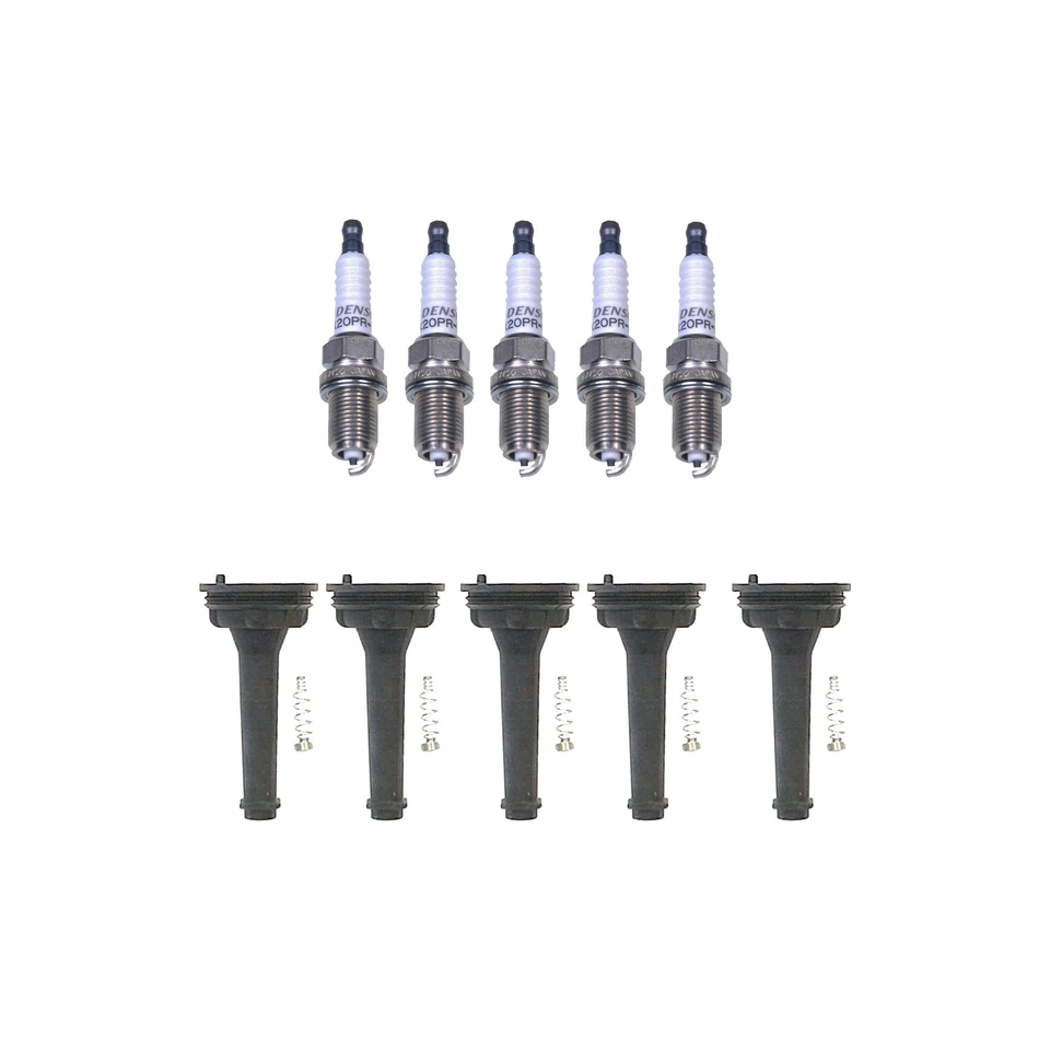 Kit de 5 bujías de ranura en U y 5 botas de bobina Denso para Volvo C70 S60 V70 XC90 L5 Foto 1 de 1