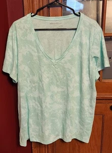 Eddie Bauer 2XL Green T-shirt V-Neck Pullover - 60% Cotton - 40% Polyester - Picture 1 of 2