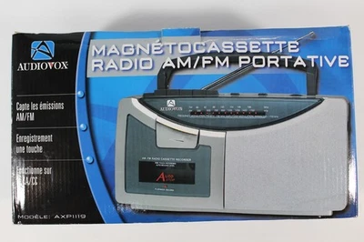 Audiovox Gravador Portátil AM/FM Leitor de Cassete AXP1119 120v Bateria + Testado - Imagem 1 de 4