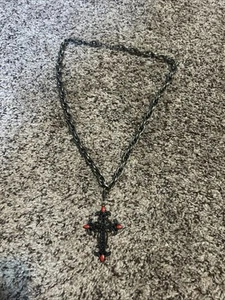 Heavy Duty Gothic Cross Necklace Halloween  - Picture 1 of 4
