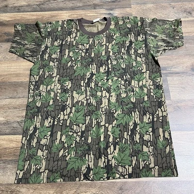 Vintage Duck Bay T-Shirt Tree Bark Camo Tee Adult L Large Made USA Single Stitch - Image 1 of 4