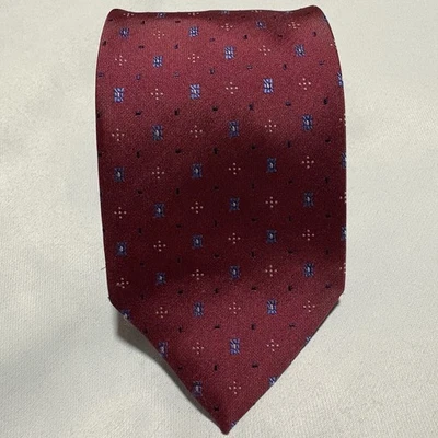 Corbata formal Firenze para hombre 100 % seda 3” x 62” borgoña patrón geométrico Foto 1 de 4