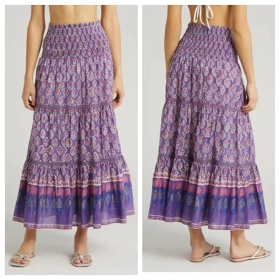 NEW Bell by Alicia Bell Mandy Maxi Skirt M Tiered Ruffle Lace Smocked Tuckernuck - Image 1 of 4