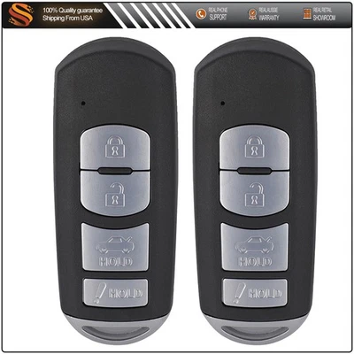 2 Remote Car Key Fob for Mazda 6 2014 2015 2016 2017 2018 WAZSKE13D02 4 Buttons - Image 1 of 4
