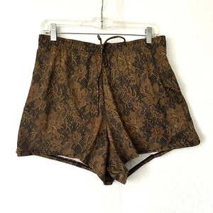 Vtg 70s Disco Silky SHORTS Party Glam High Waist Lace Print Booty Super Short - Picture 1 of 4