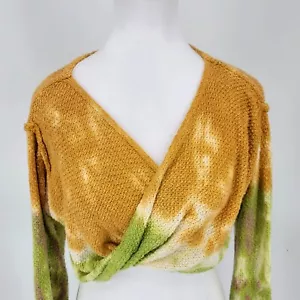 Urban Outfitters Tie Dye Crop Knit Damen V-Neck Pullover Grün Orange Medium - Bild 1 von 8