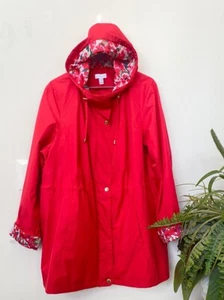 New Susan Graver Womens Water Resistant Pink Zip-Front Hooded Jacket Raincoat 2X - Picture 1 of 8
