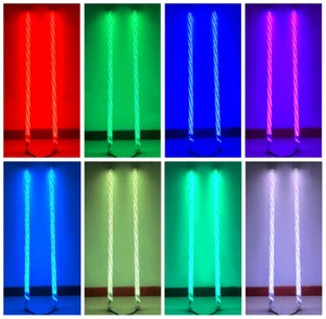 2pcs 3FT RGB Multi-color 360° Spiral LED Whip Lights Offroad Lighting Bluetooth - Picture 1 of 12