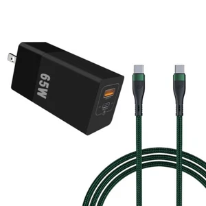 USB-C Schnell Ladegerät 65W GaN Dual Port Ladegerät & 100W Kabel für OnePlus 8T US - Bild 1 von 1