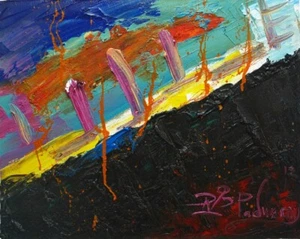 SIGNIERT ABSTRAKT BLUMEN FLORAL█ORIGINAL█ÖL█GEMÄLDE█AUSSENSEITER█IMPRESSIONISMUS KUNST - Bild 1 von 13