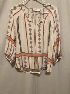 Renee C. Boho Aztec Print Women’s Blouse Top Size 1X Multicolor - Picture 1 of 8