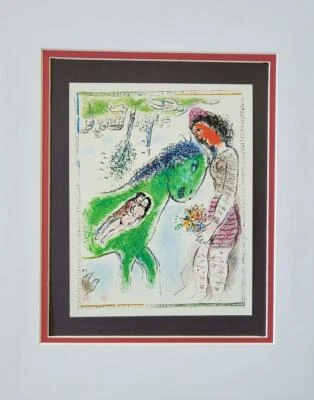 Litografía offset mate Marc Chagall "The Green Horse" edición limitada 1974 Foto 1 de 3