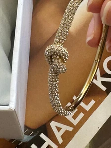 Michael Kors Bangle Bracelet Gold Crystal Brilliance Knot In Original Box - Picture 1 of 14