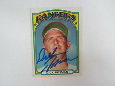 1972 Topps # 365 Dick Bosman Autograph / Signed Card (MB) Texas Rangers