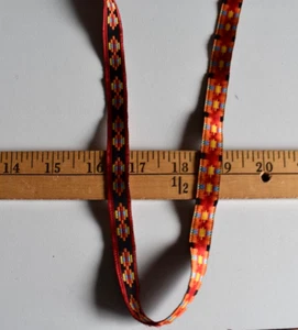 JACQUARD RED BLACK ANAHUAC DESIGN BRAID TRIM 3 YARDS X 1/2 INCHES WIDE - Picture 1 of 2