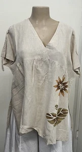 Schöne Oberteile für Damen Marke Cheyenne, Farbe 100 % Leinen beige, Einheitsgröße, neu mit Etikett - Bild 1 von 5