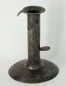 Ant. Neuengland 19.Jh. Iron Hog Scraper Push-Up Kerzenständer Beleuchtung Primitive - Bild 1 von 5