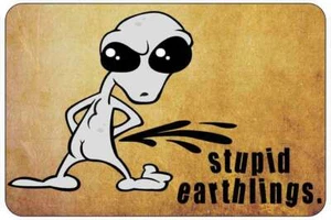 DUMME ERDLINGE II Schild Metall lustig Mann Höhle Haus Deko N360N - Bild 1 von 1