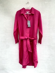 🔹🔹🔹 Trenery Linen Relaxed Fit Shirt Dress Shift Pink Size 10 Country Road - Picture 1 of 8