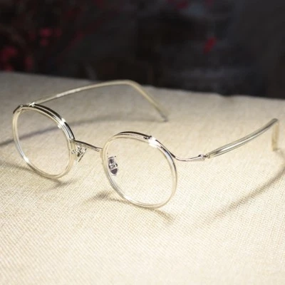Classic vintage retro style eyeglasses men round glasses women clear glass frame - Image 1 of 4