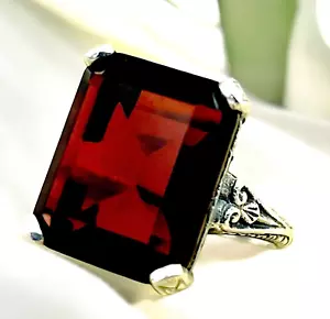 CHUNKY ANTIQUE STYLE 925 STERLING SILVER SIMULATED GARNET FILIGREE RING #1301 - Picture 1 of 3