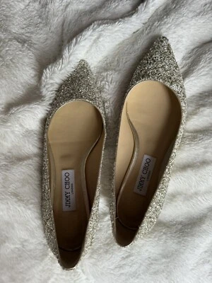 New Jimmy Choo 39 UK 6 glitter sparkly ballet flat pumps - Image 1 of 3