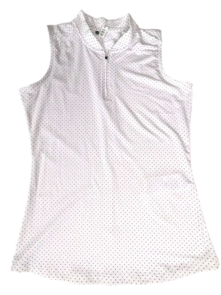 UNDER ARMOUR Heat Gear WHITE Blue  Polkadot Sleeveless TANK TOP S/P/CH  - Image 1 of 4